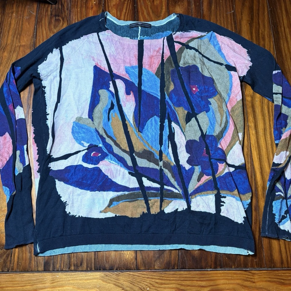 High Use Everyday Couture Claire Campbell Meek Cotton Bold Floral Sweater M